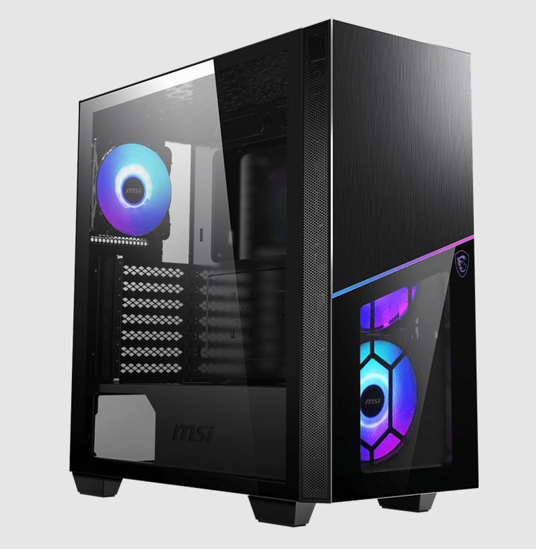  Mid-Tower Case: MSI MPG SEKIRA 100R - Black <br>4x 120mm ARGB Fans, 2x USB 3.2 + 1x USB Type-C, Tempered Glass Side Panel, Supports: ATX/mATX/mini-ITX  